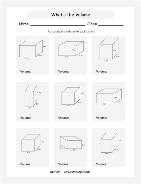 3 worksheets (with answers) on calculating the volume of cuboids. . Volume of cube and cuboid worksheet for grade 5